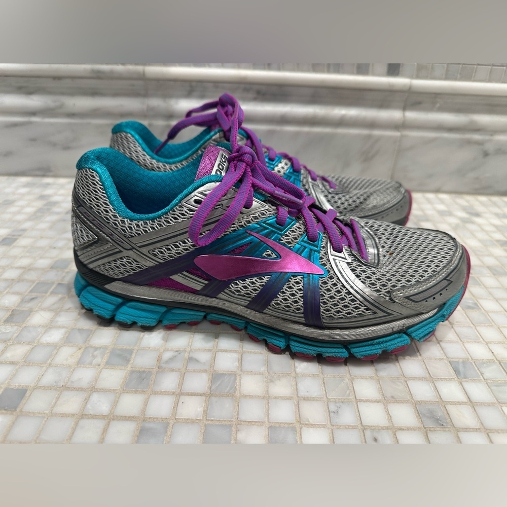 Brooks GTS 17 Women's Gray Blue Purple Running Shoes Size 10.5 - Picture 2 of 9